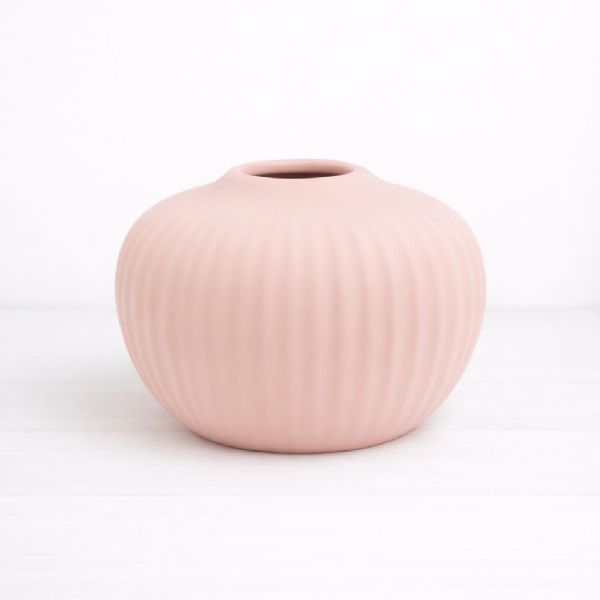 Ceramic Ribbed Budvase - Blush Pink